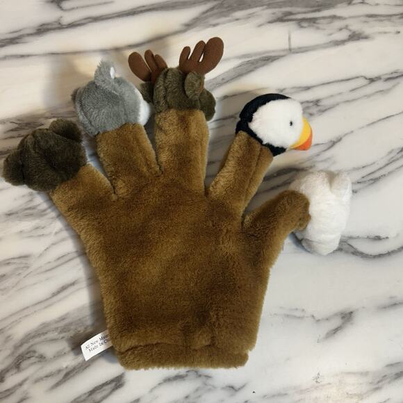 Arctic Circle Plush Five Finger Hand Puppet 9" Stuffed Animal Toy Puffin Moose - Picture 4 of 5